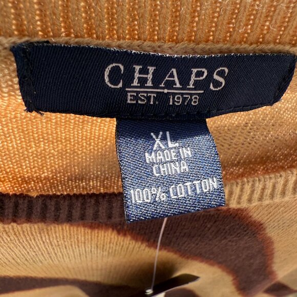 CHAPS Womens Short Sleeve Cotton Animal Print Top Beige Brown XL NEW WITH TAGS - Picture 6 of 9